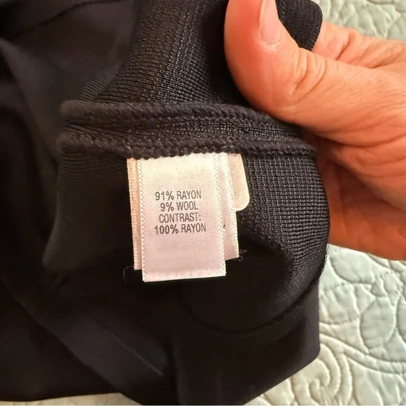 St. John Black Luster Knit Ruffle Cocktail Dress Size 8 Women - Picture 9 of 12